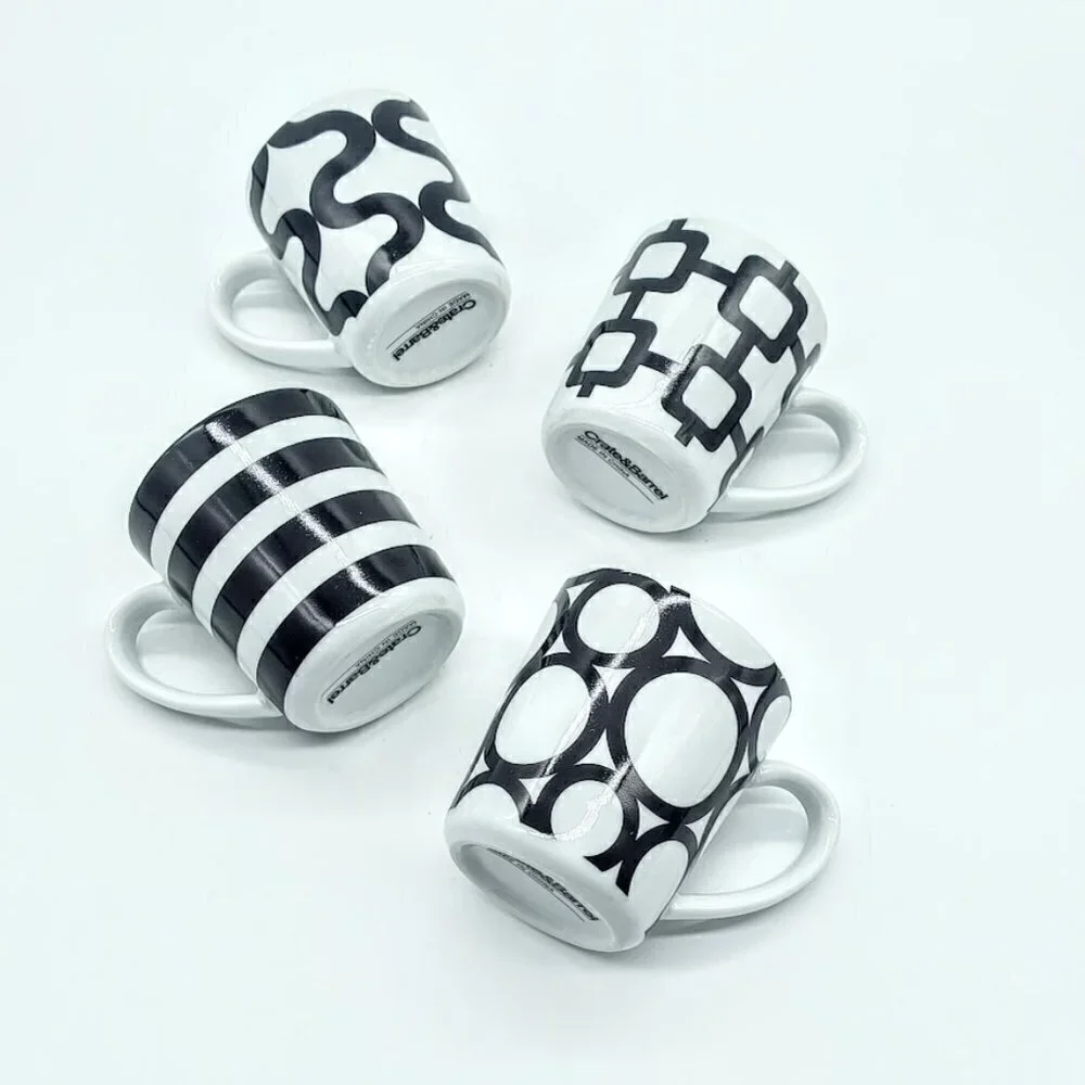 Crate & Barrel Demitasse Porcelain Espresso Cup Saucer 8-Pc Set